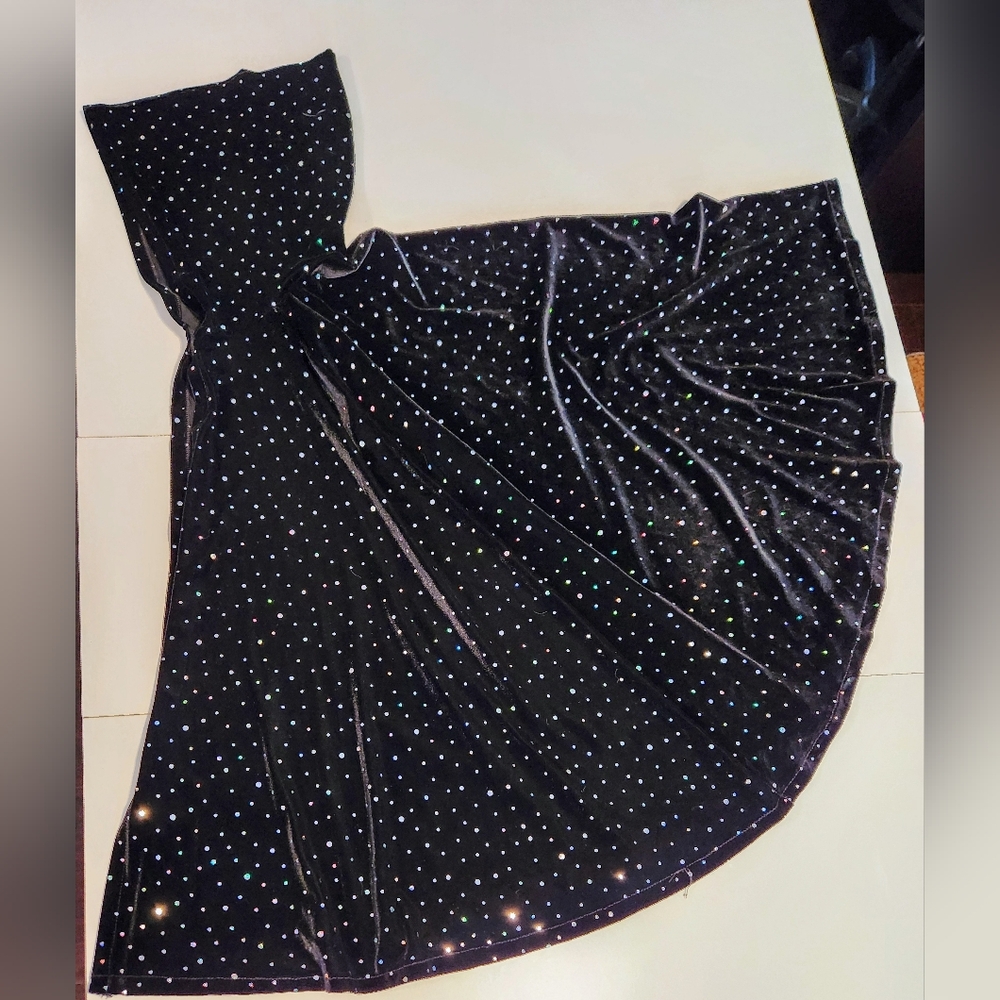 Velvet Hooded Cape with Holographic Sparkling Dots